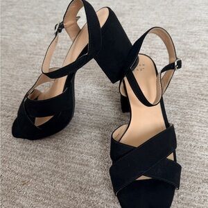 Black Suede Block Heels Size 7